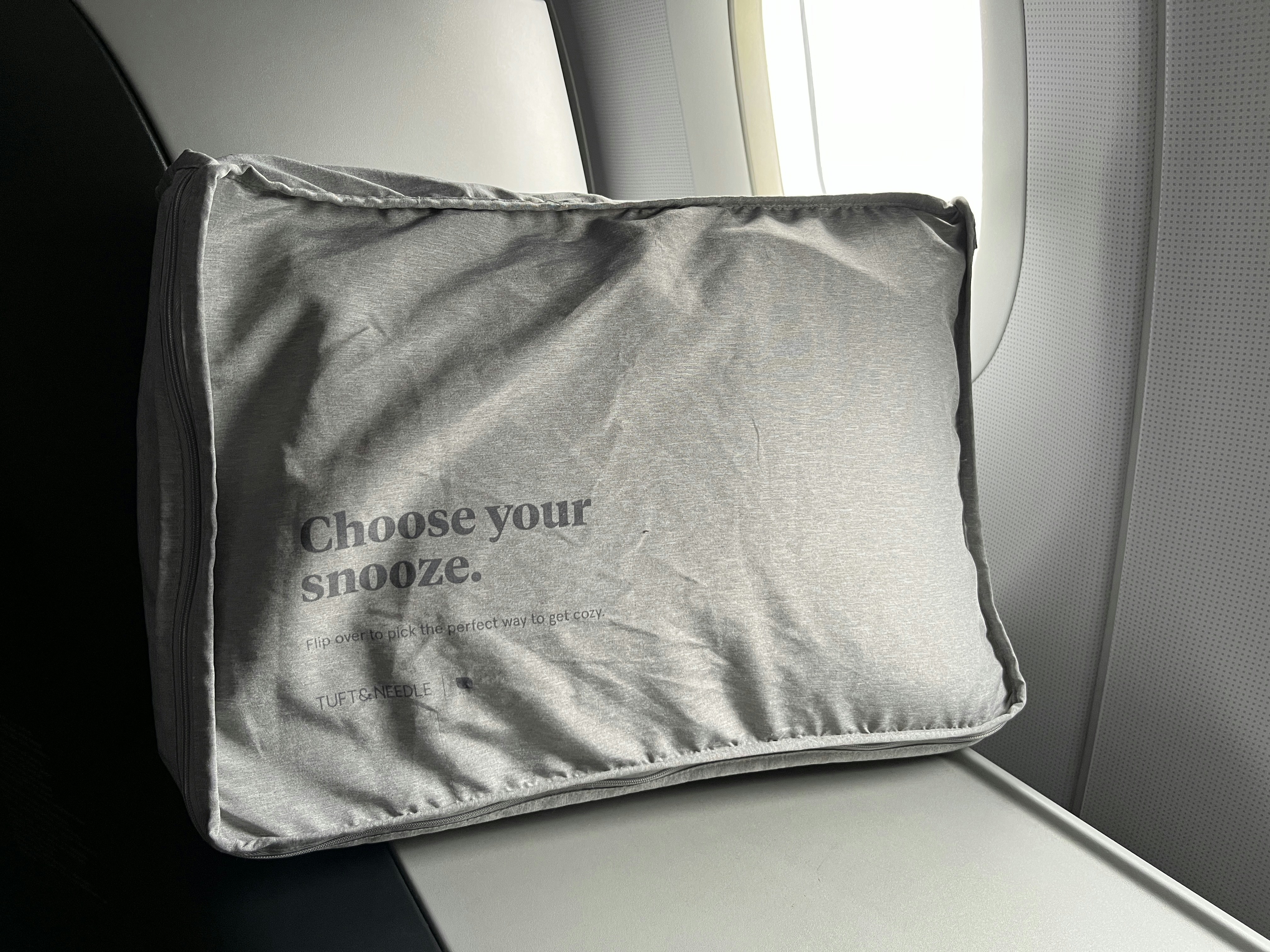 JetBlue Mint business class seat pillow.